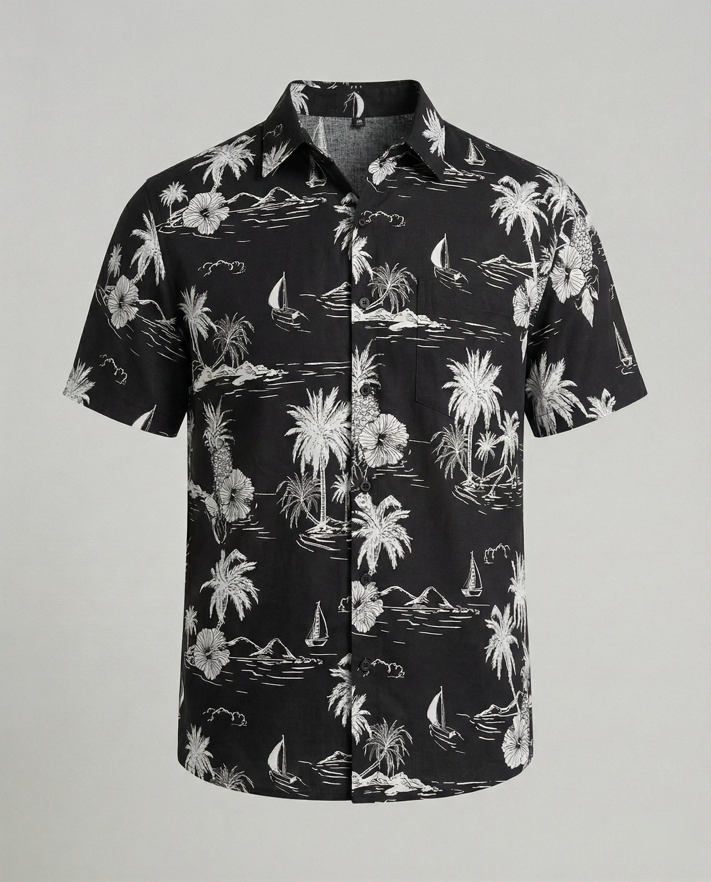 Herren Hawaiihemd Kurzarm Palmenprint