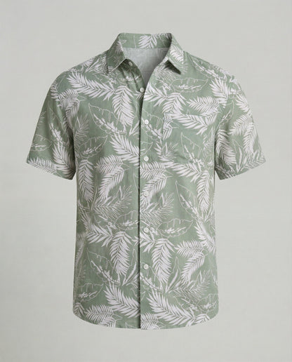 Herren Hawaiihemd Kurzarm Palmenprint