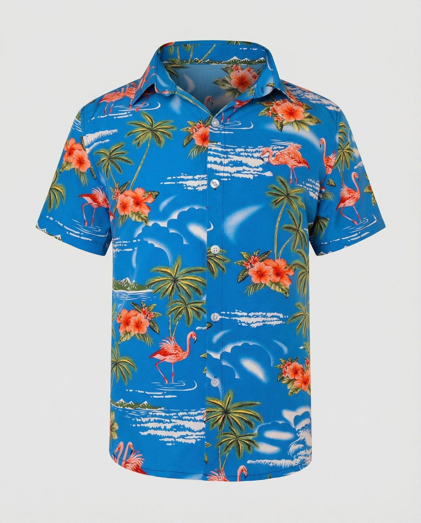Herren Hawaiihemd Kurzarm Palmenprint