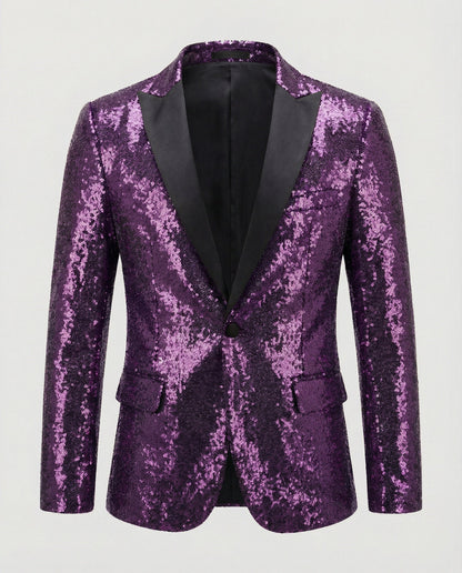 Herren Blazer Pailletten Glänzend