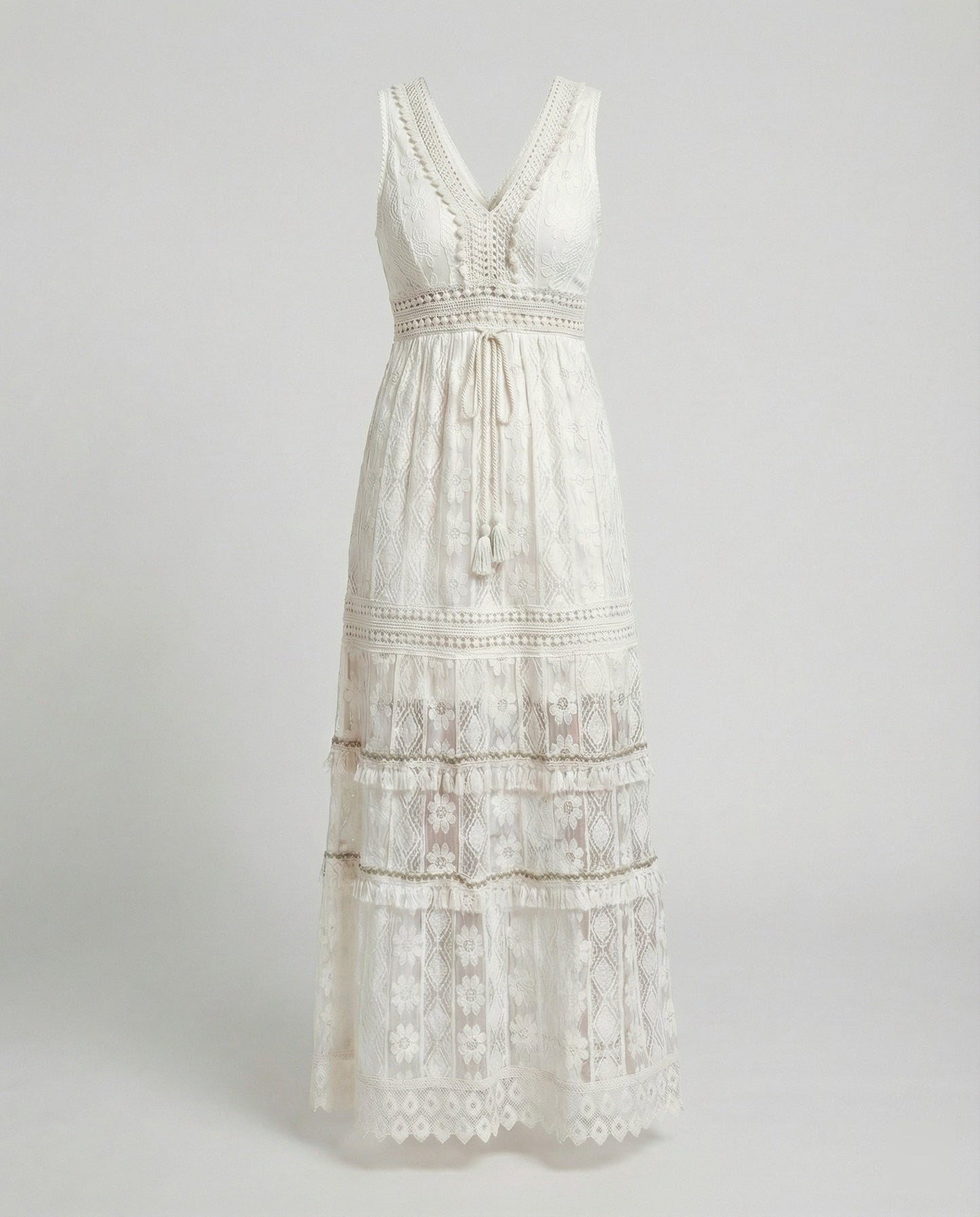 Norvielle Damen Boho Spitzenkleid Sommer