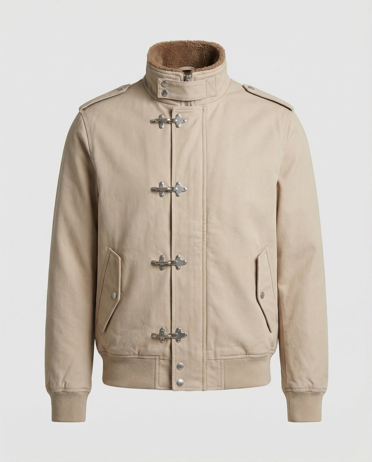 Herren Canvasjacke Teddykragen Schwarz - Norvielle