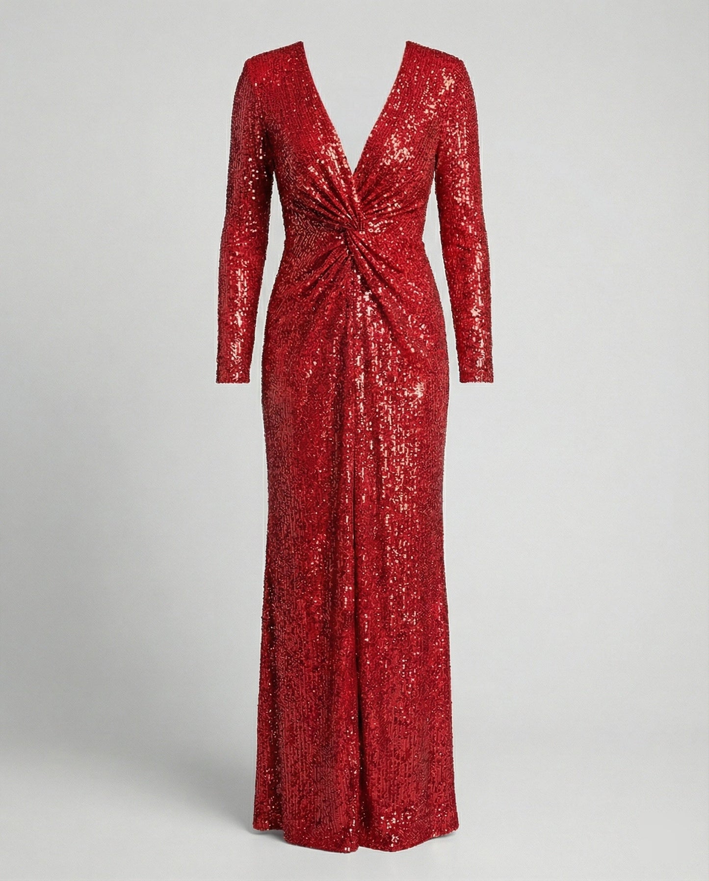 Norvielle Damen Abendkleid Pailletten Langärmlig Maxikleid