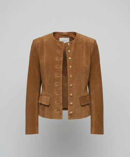 Damen Wildlederjacke Goldknöpfe