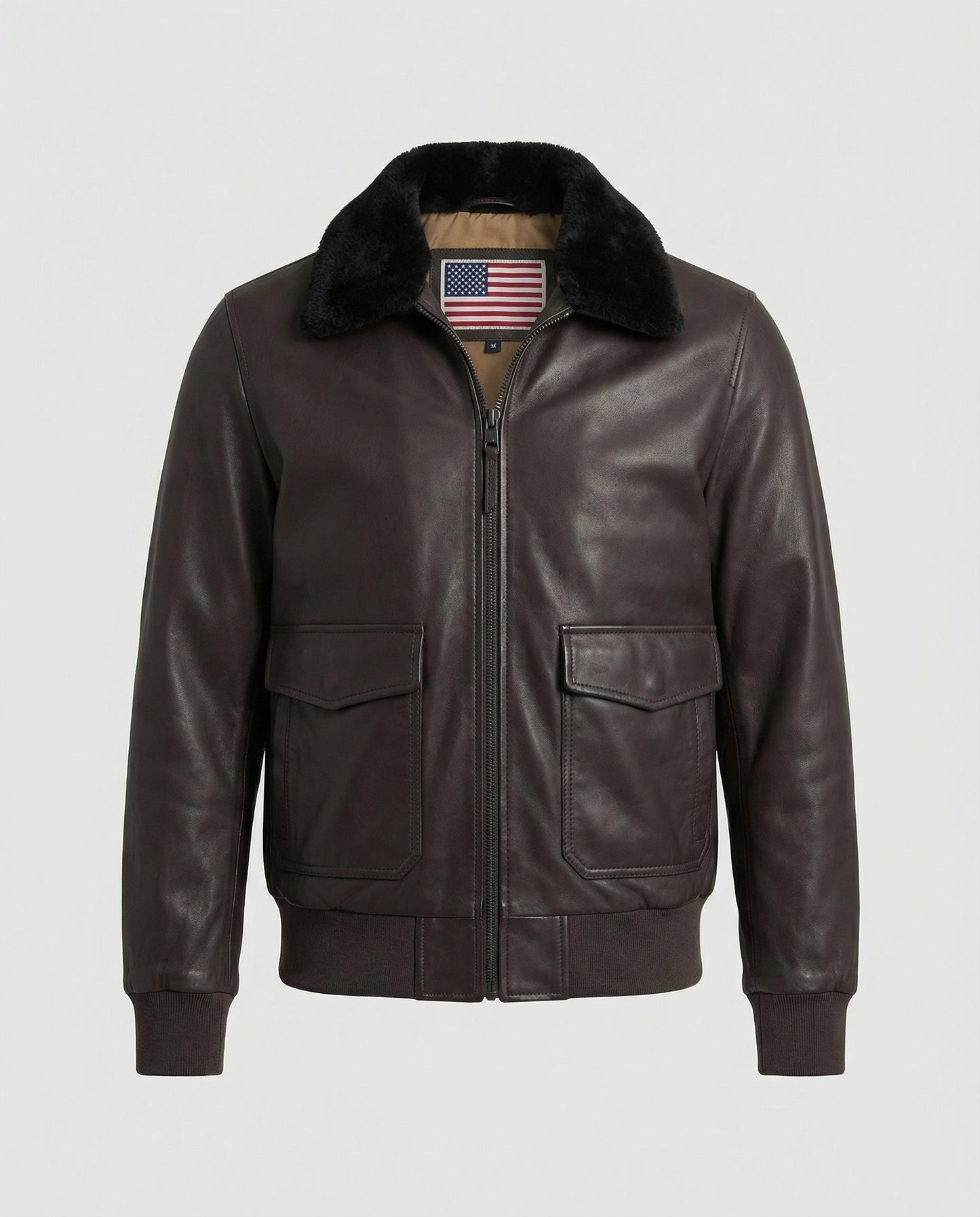 Herren Lederjacke Kunstpelz Futter