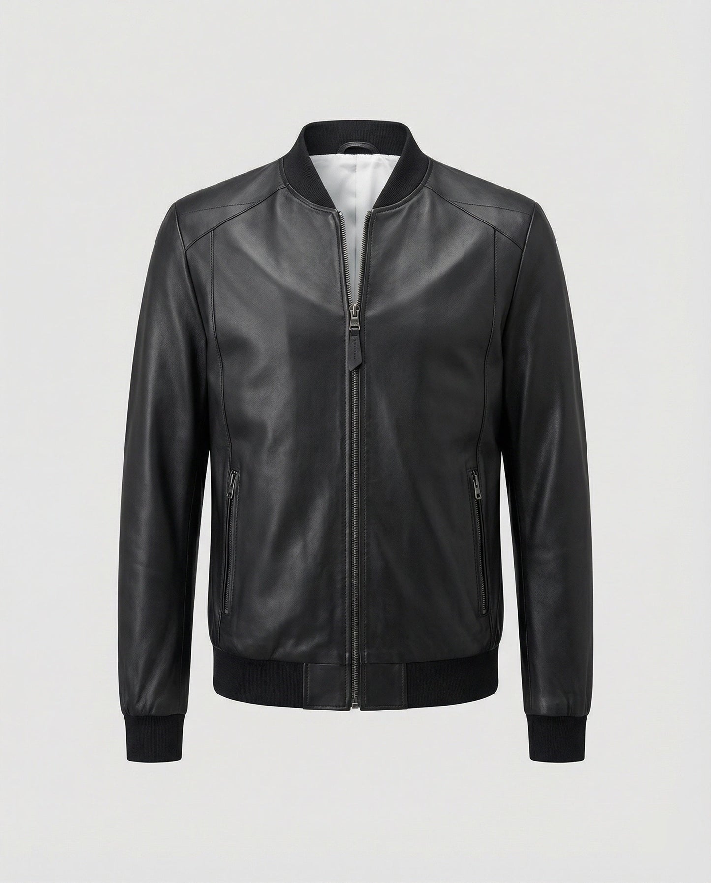 Herren Lederbomberjacke Schwarz - Norvielle