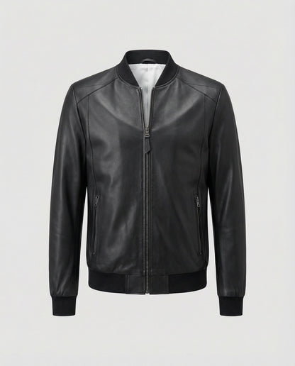 Herren Lederbomberjacke Schwarz - Norvielle