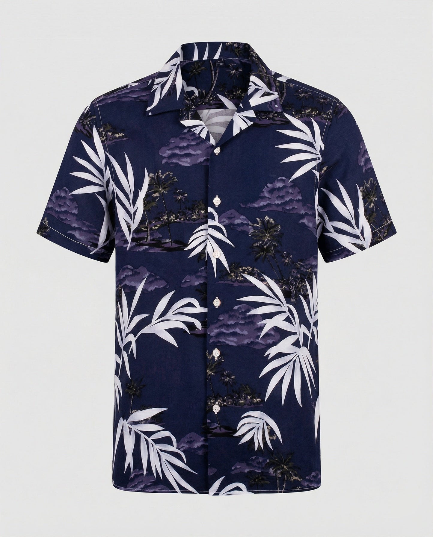 Herren Hawaiihemd Kurzarm Palmenprint