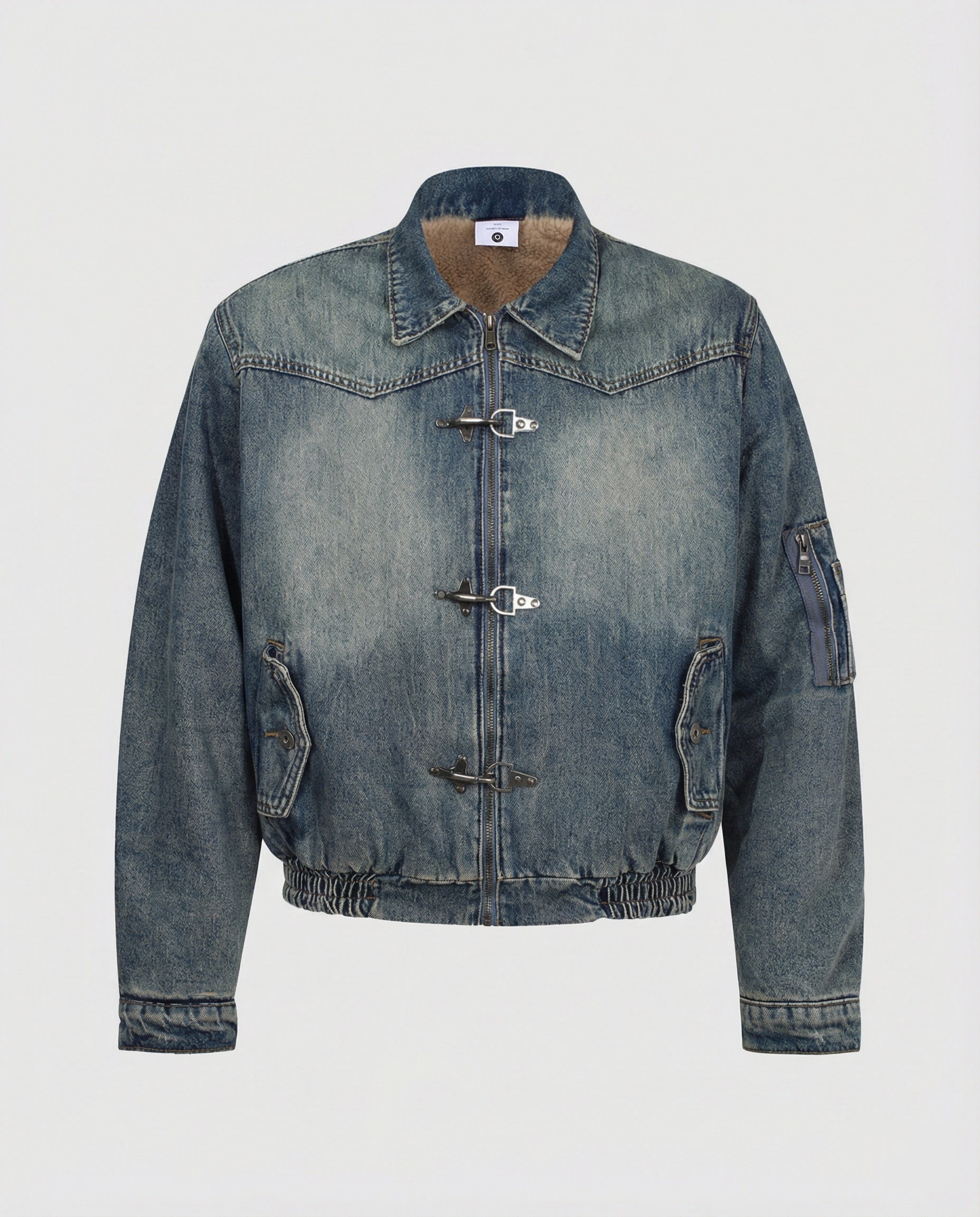 Herren Jeansjacke Bomber Teddyfutter Schwarz - Norvielle