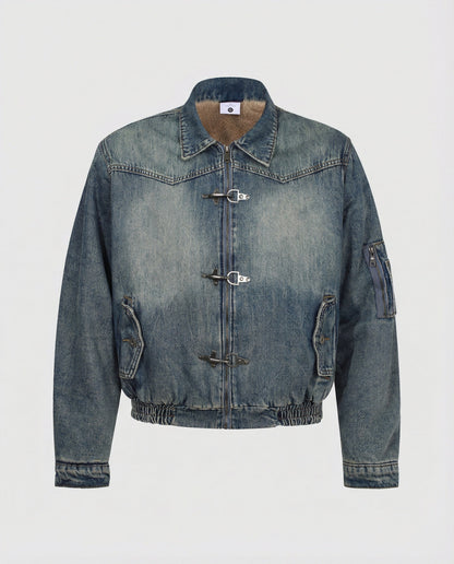 Herren Jeansjacke Bomber Teddyfutter Schwarz - Norvielle