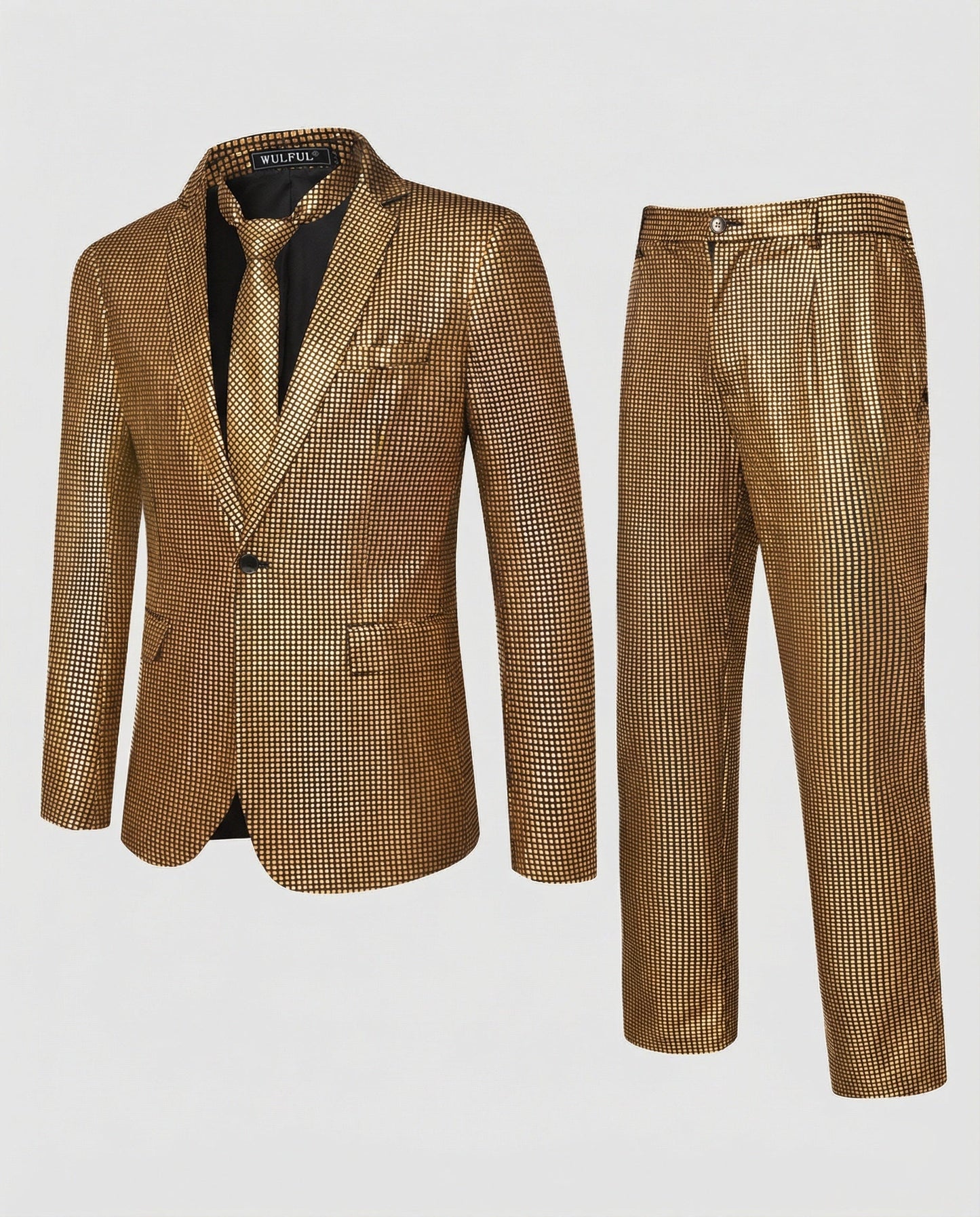 Herren Abendanzug Slim Fit Glanzmuster Schwarz - Norvielle