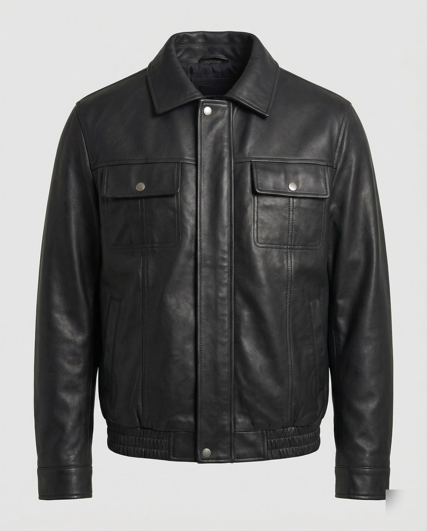Herren Kunstleder Hemdjacke Schwarz - Norvielle