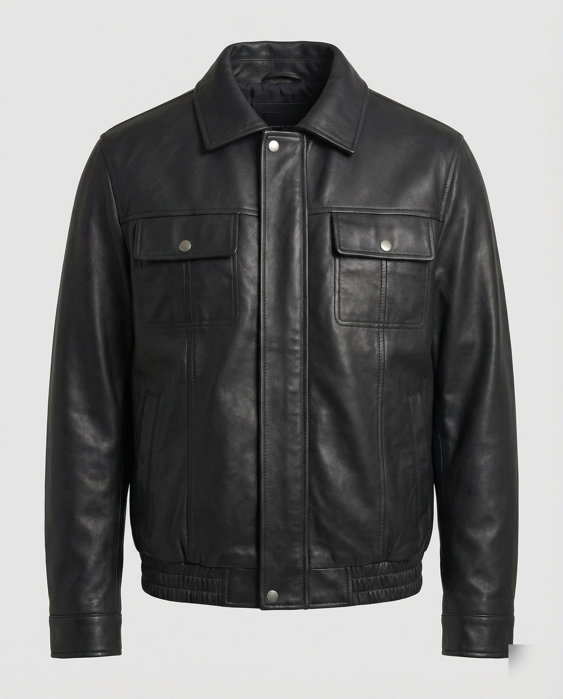 Herren Kunstleder Hemdjacke Schwarz - Norvielle