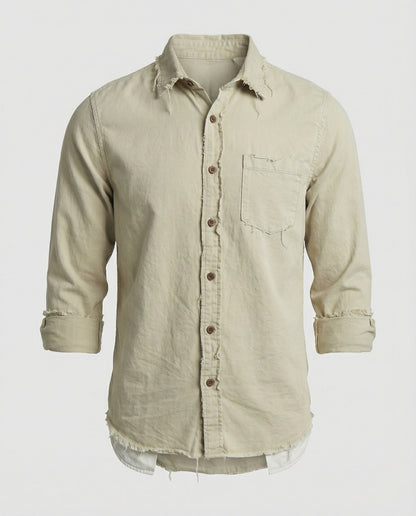 Herren Button-Down-Hemd Lässig Asymmetrischer Saum