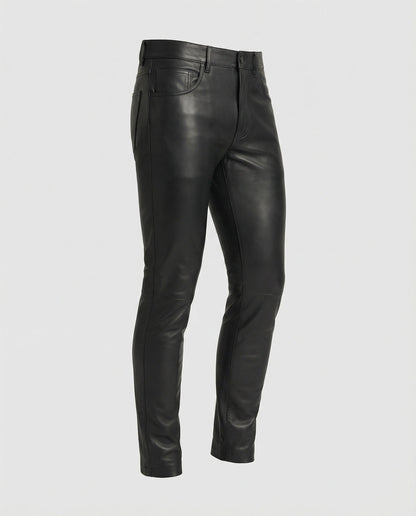 Herren Slim-Fit-Hose Kunstleder