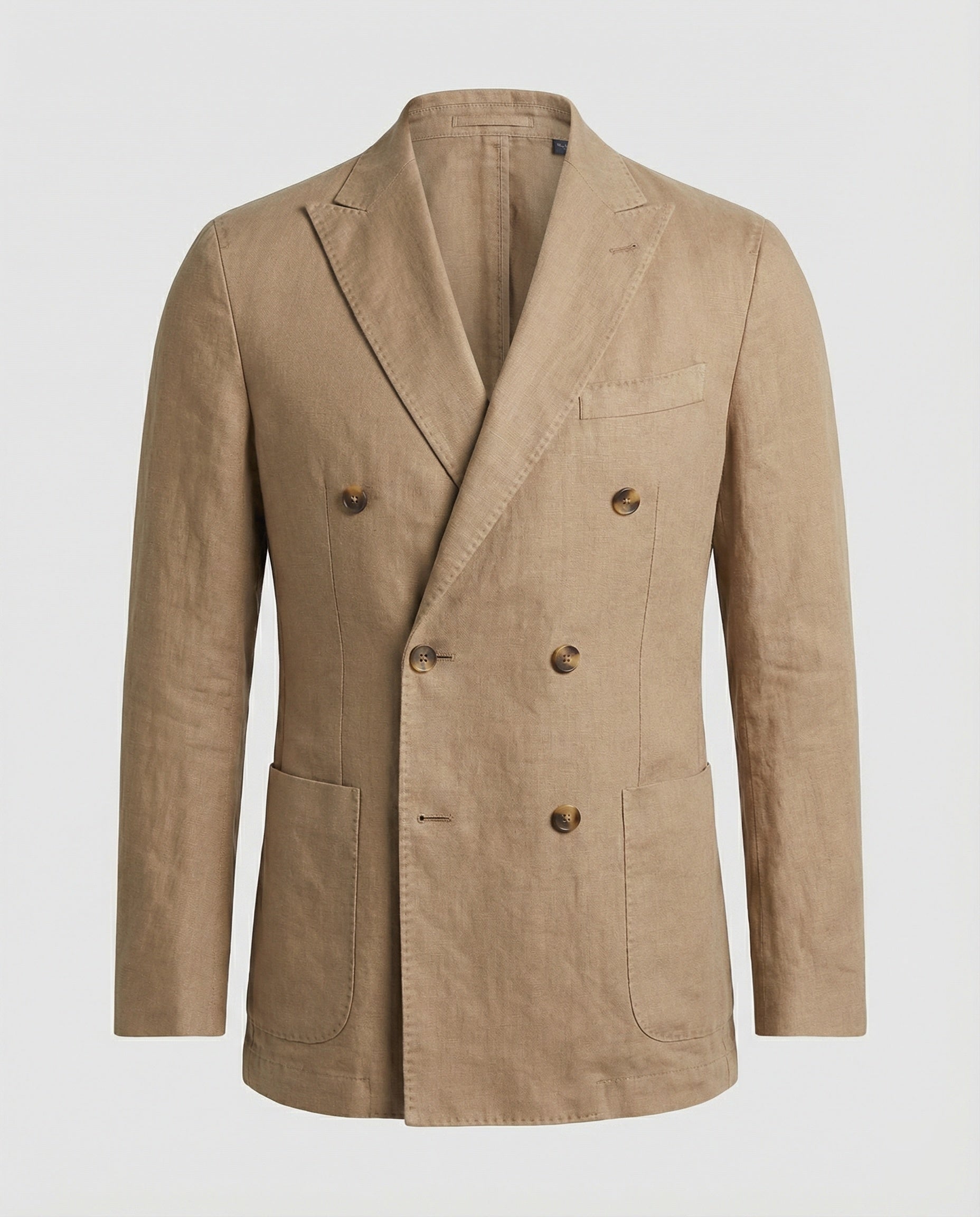 Herren Leinenblazer Doppelreiher Beige - Norvielle