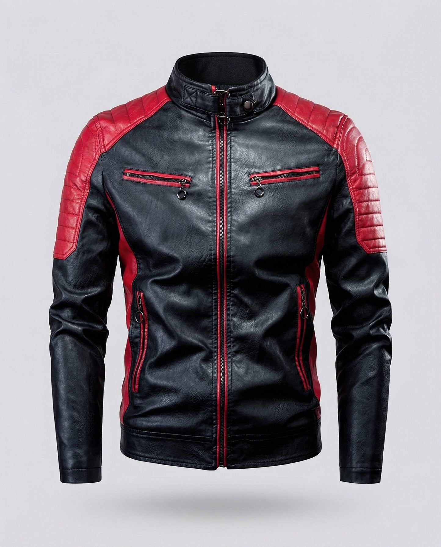 Herren Lederjacke Biker Stil