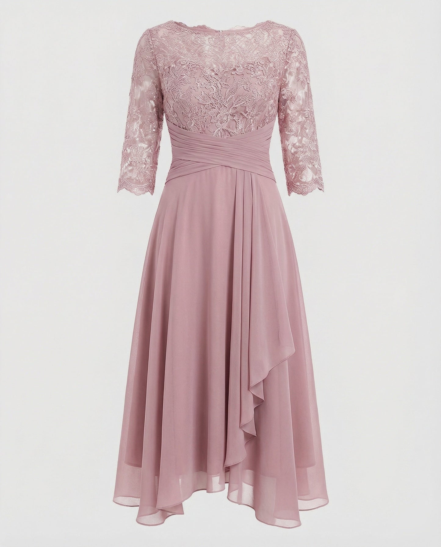 Damen Abendkleid Midi 3/4-Ärmel
