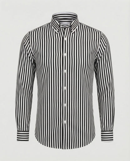 Herren Hemd Gestreift Elegant Baumwolle Weiss