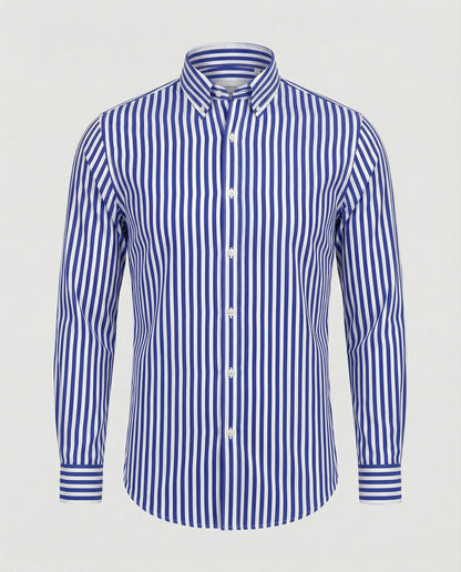 Herren Hemd Gestreift Elegant Baumwolle Weiss
