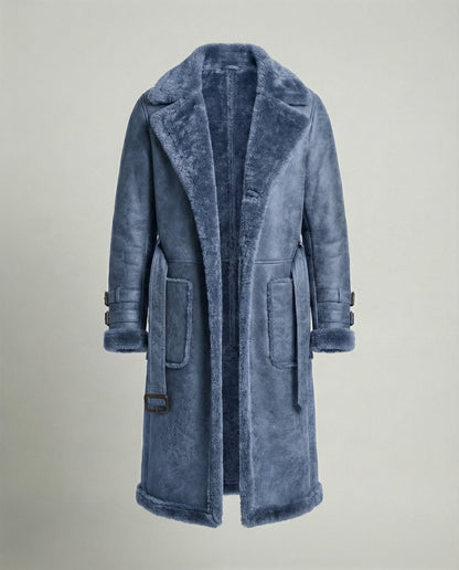Langer Damen Wintermantel Wollstoff