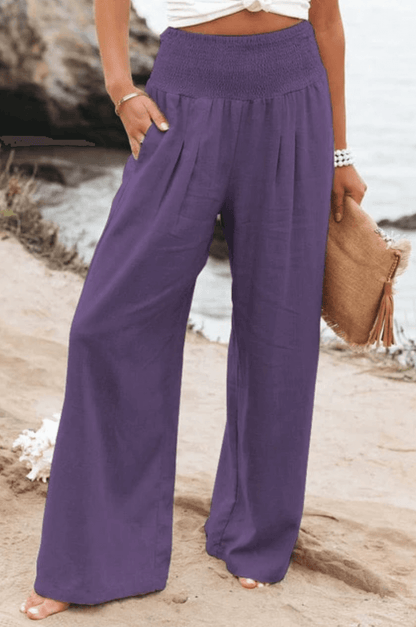 Norvielle Damen Dehnbare Palazzo-Hose Elegant
