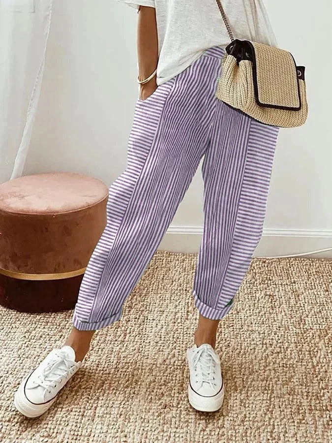 Damen Gestreifte Hose