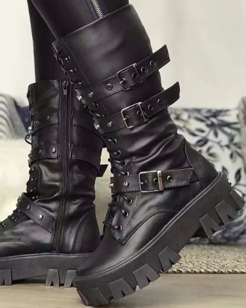 Ceridwynn Damen Military Stiefel Leder Schnürung