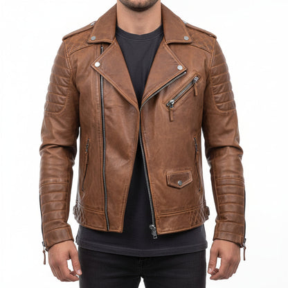 Herren Lederjacke Winter Zip-Up