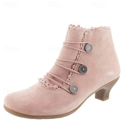Damen Viktorianische Schnür-Stiefeletten Spitzenbesatz