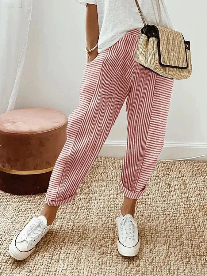 Damen Gestreifte Hose
