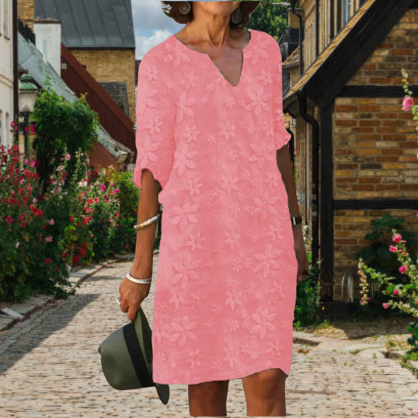 Leichtes Damen-Sommerkleid Strukturiert Komfortabel Beige