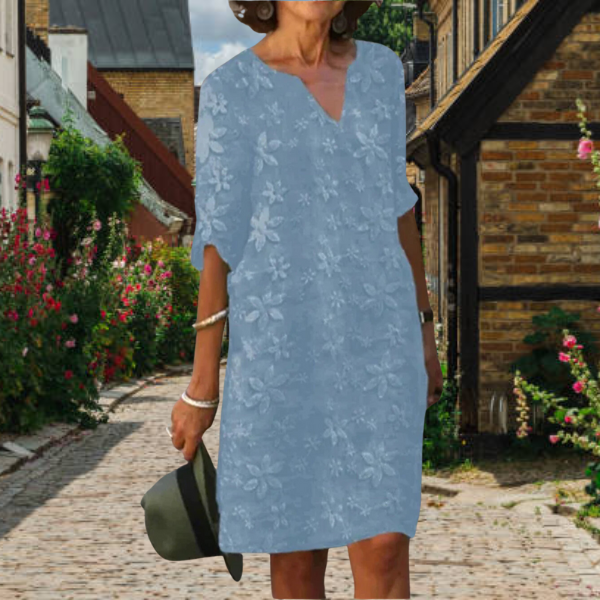 Damenkleid V-Ausschnitt Florales Muster Feminin