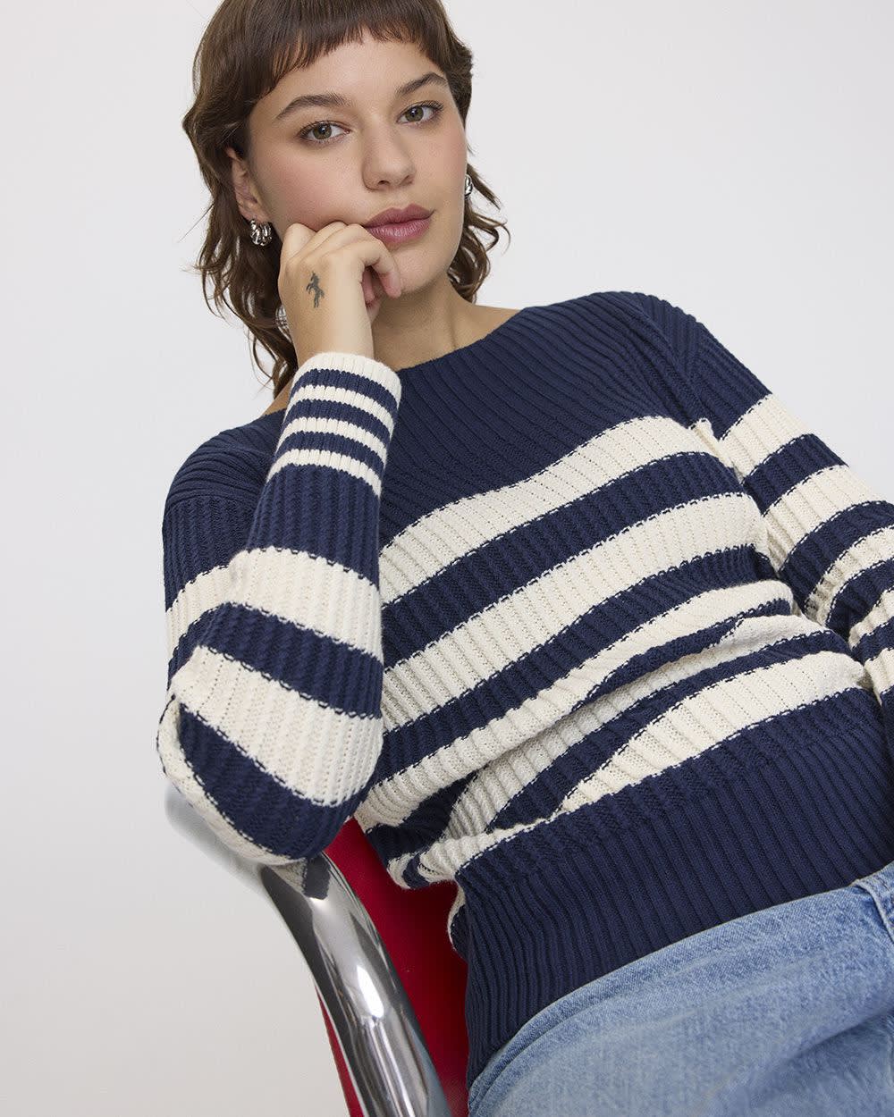 Norvielle Damen Pullover Langärmlig Modern