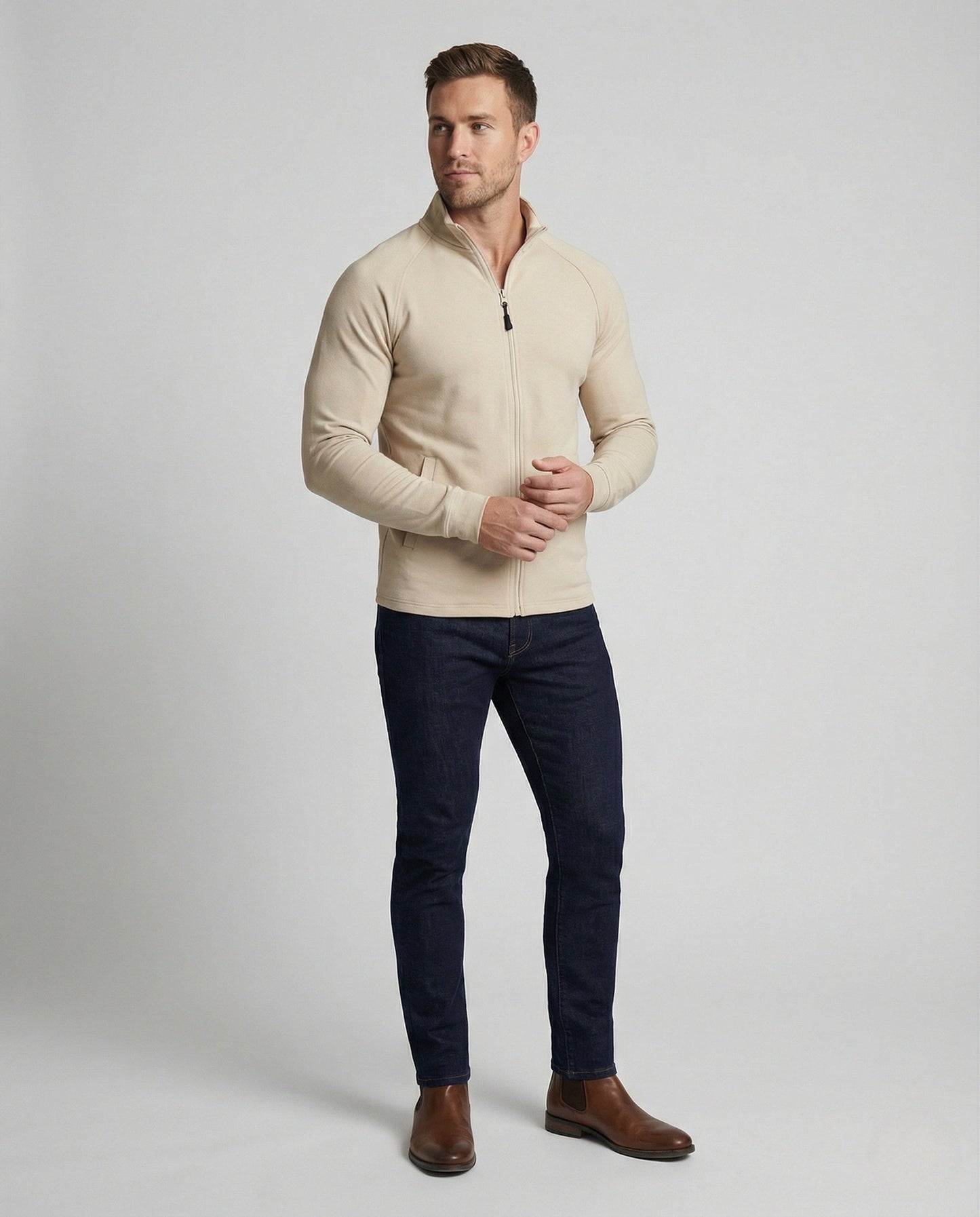 Herren Slim Zipjacke Strickfleece - Norvielle