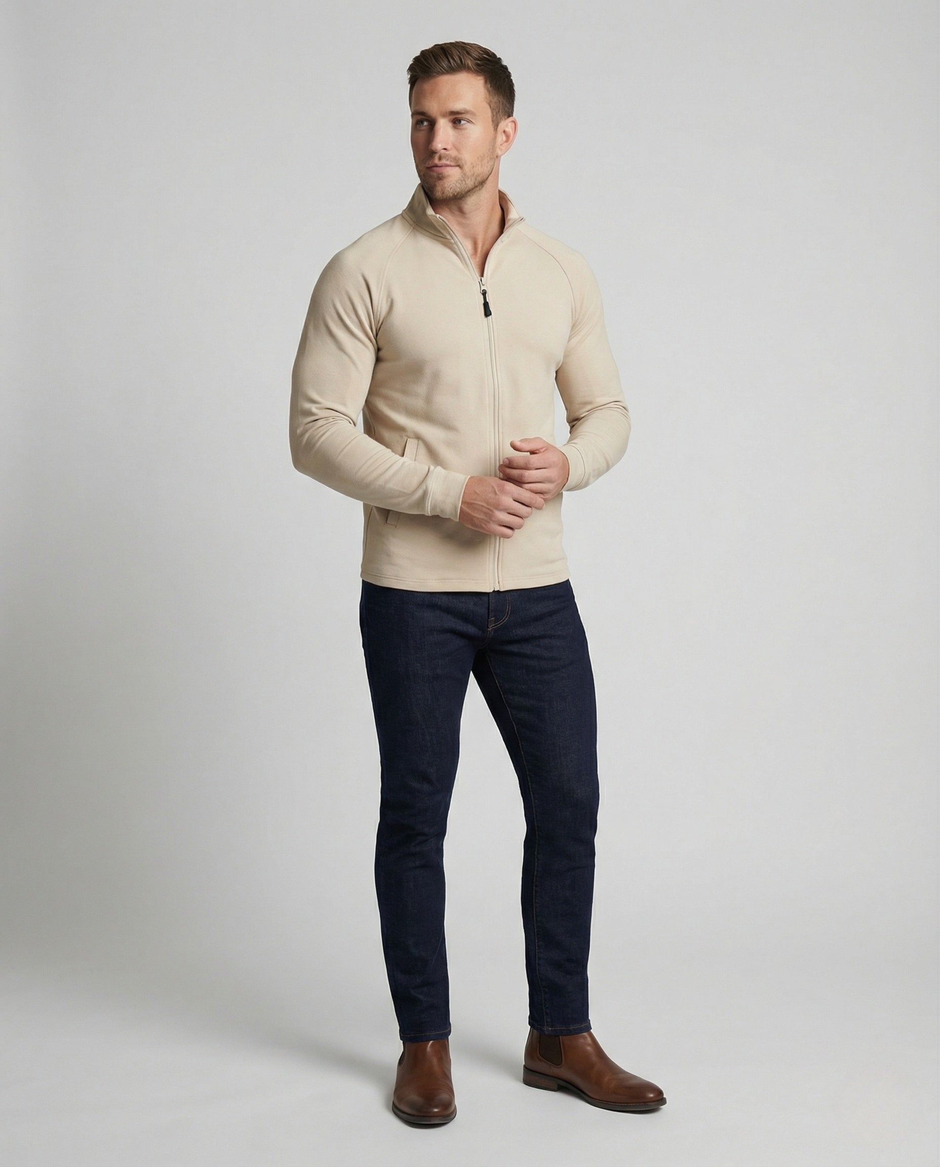 Herren Slim Zipjacke Strickfleece - Norvielle