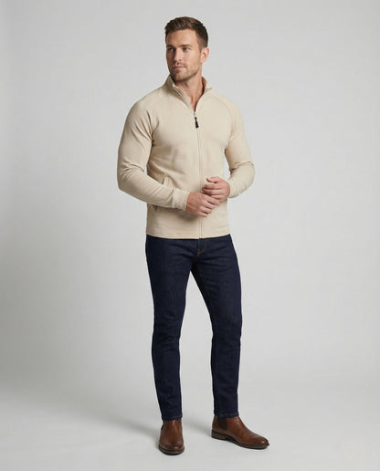 Herren Slim Zipjacke Strickfleece - Norvielle