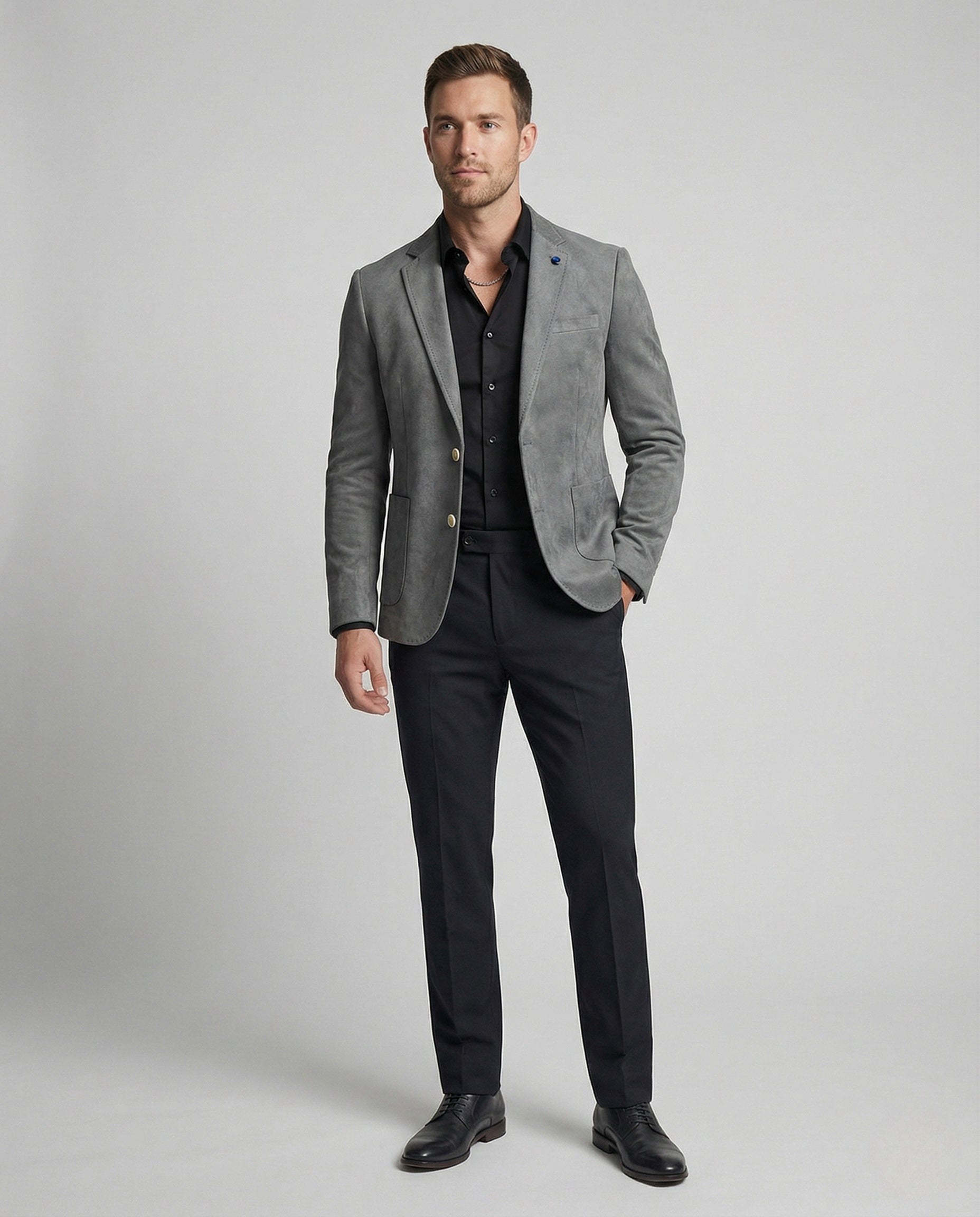 Herren Samt Blazer Schmal Geschnitten - Norvielle
