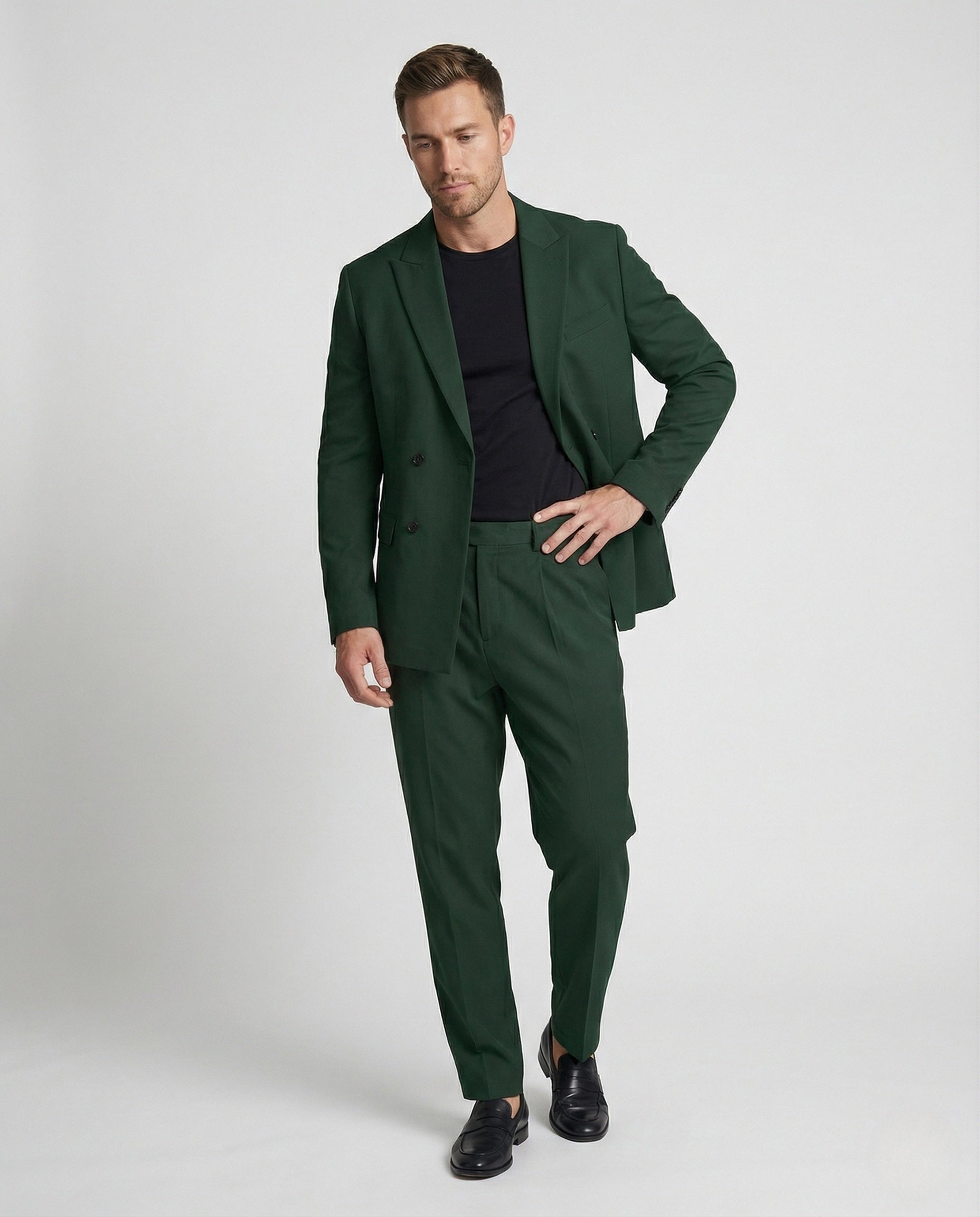 Herren Einreiher Blazer Anzug Schwarz - Norvielle