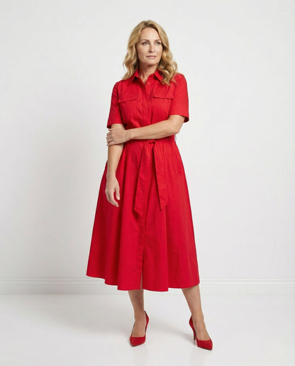 Damen Hemdblusenkleid mit Bindegürtel - Norvielle