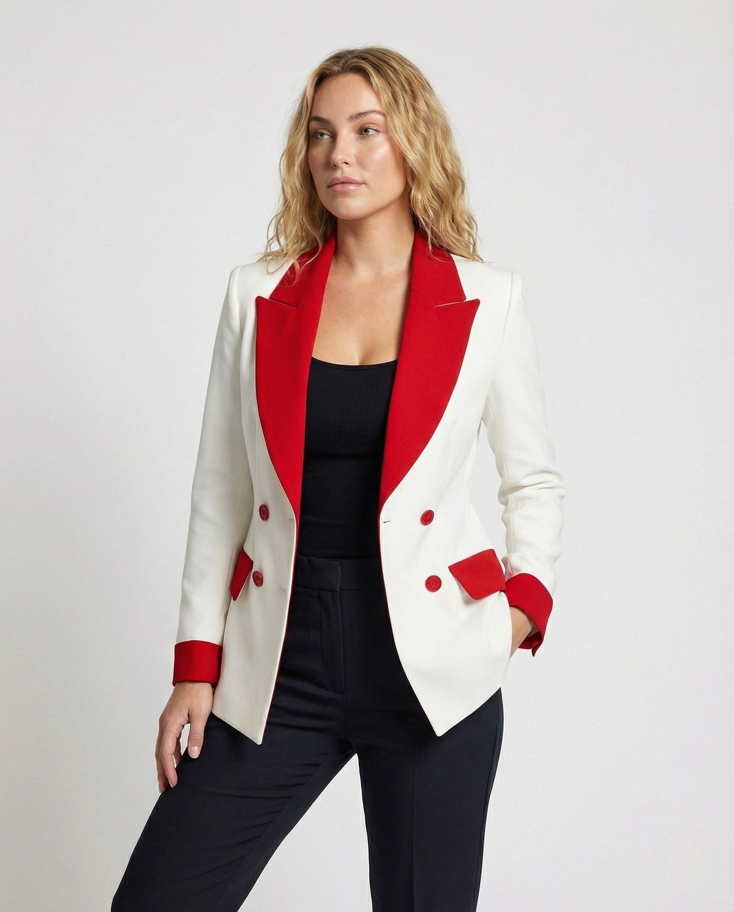 Damen Blazer Doppelreihig Satinrevers - Norvielle