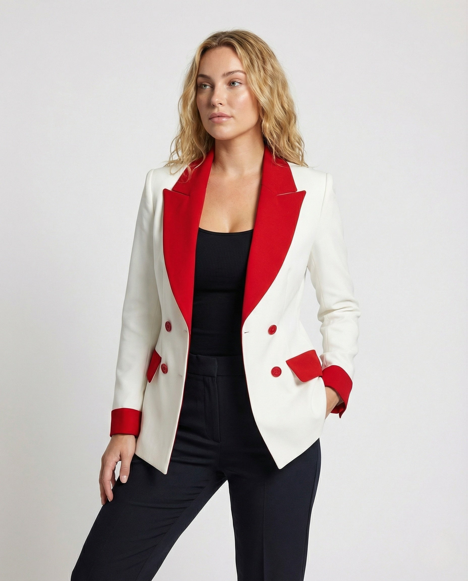 Damen Blazer Doppelreihig Satinrevers - Norvielle