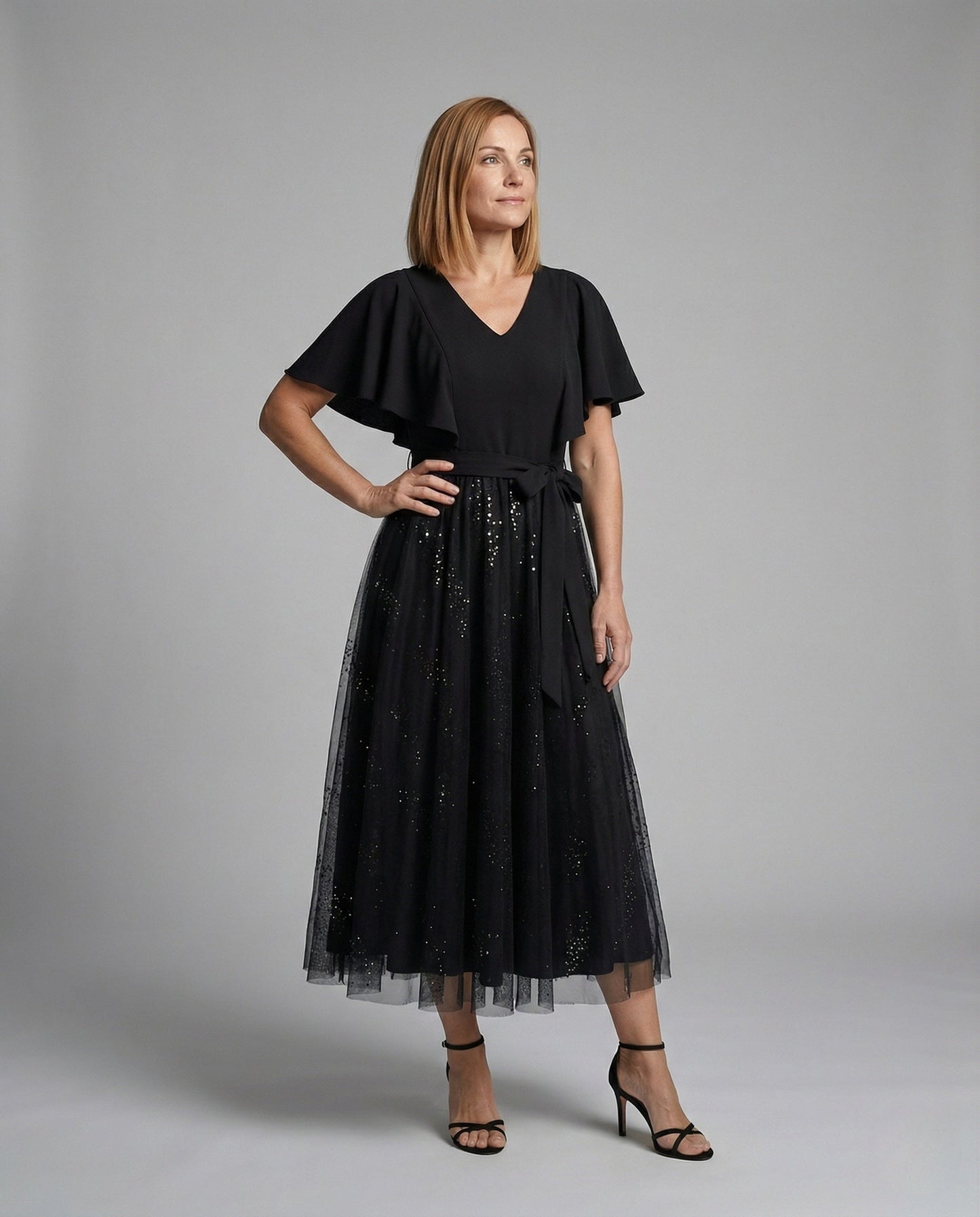 Damen Abendkleid Tüll V-Ausschnitt - Norvielle