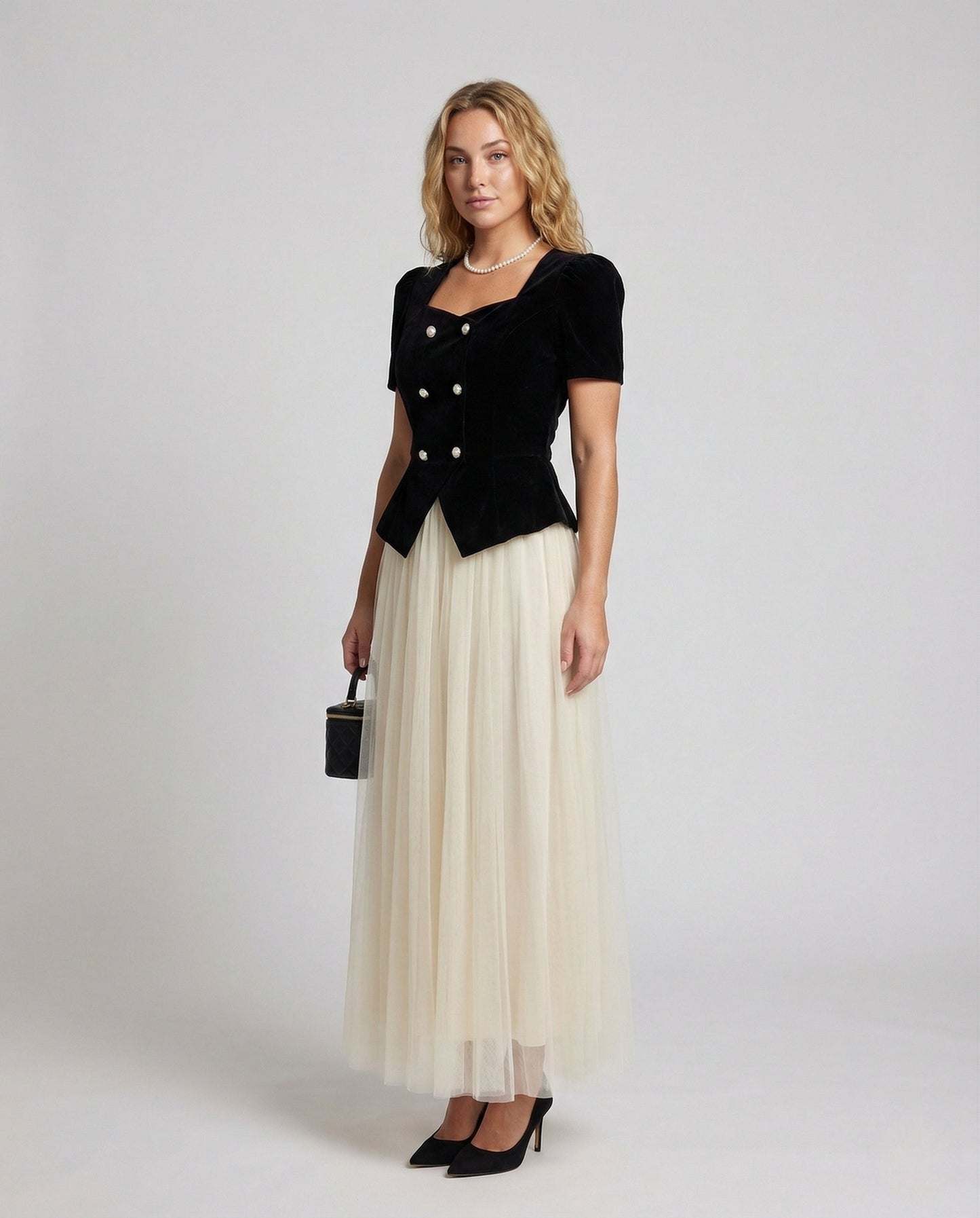 Damen Abendkleid Tüllrock Elegantes Schwarz - Norvielle