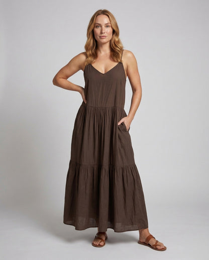Damen Stufenkleid Spaghettiträger - Norvielle
