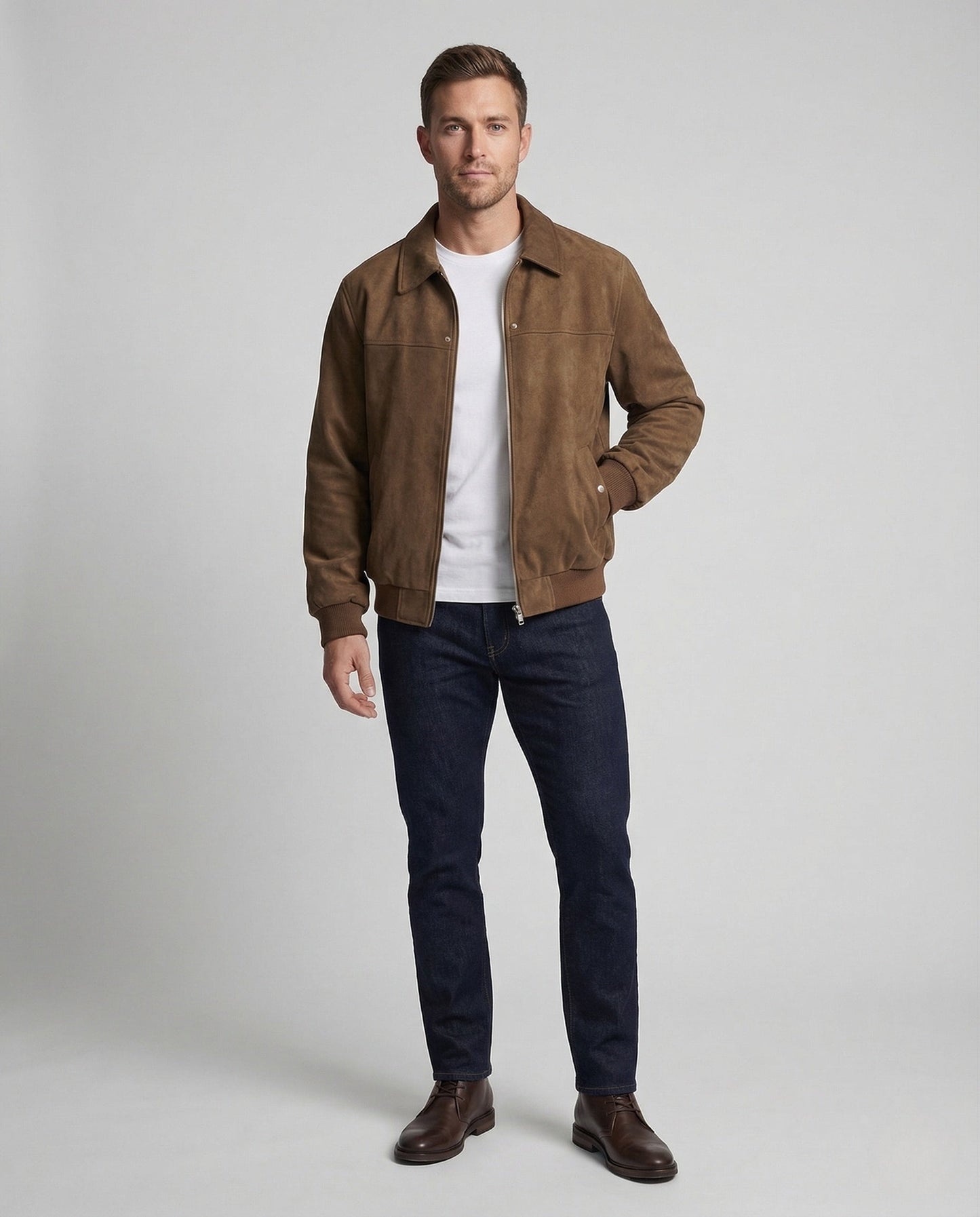 Herren Lederblouson Wildleder Weit - Norvielle