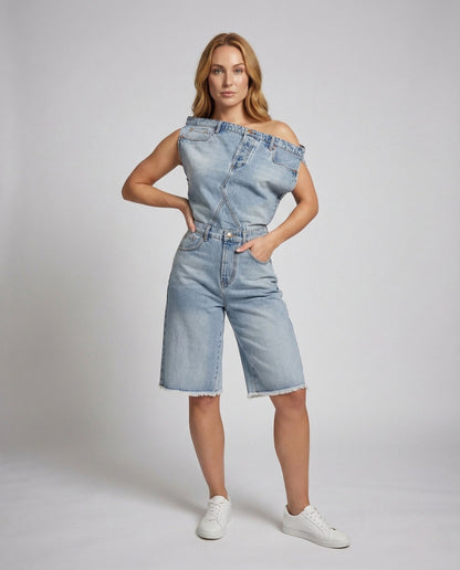 Damen Asymmetrischer Einteiler Jeans Carmen - Norvielle