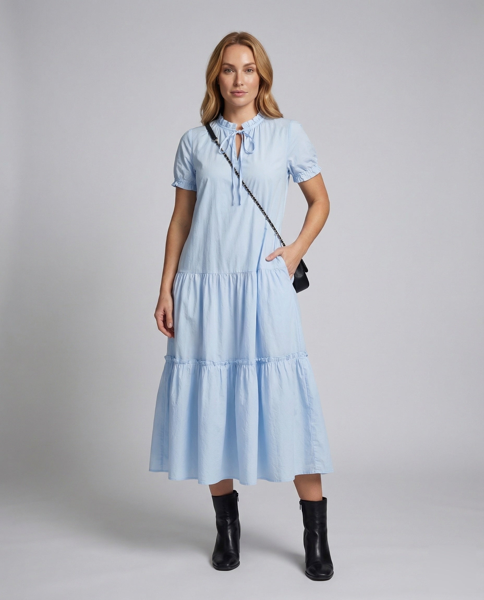 Damen Midikleid Landhausstil Stufenrock - Norvielle