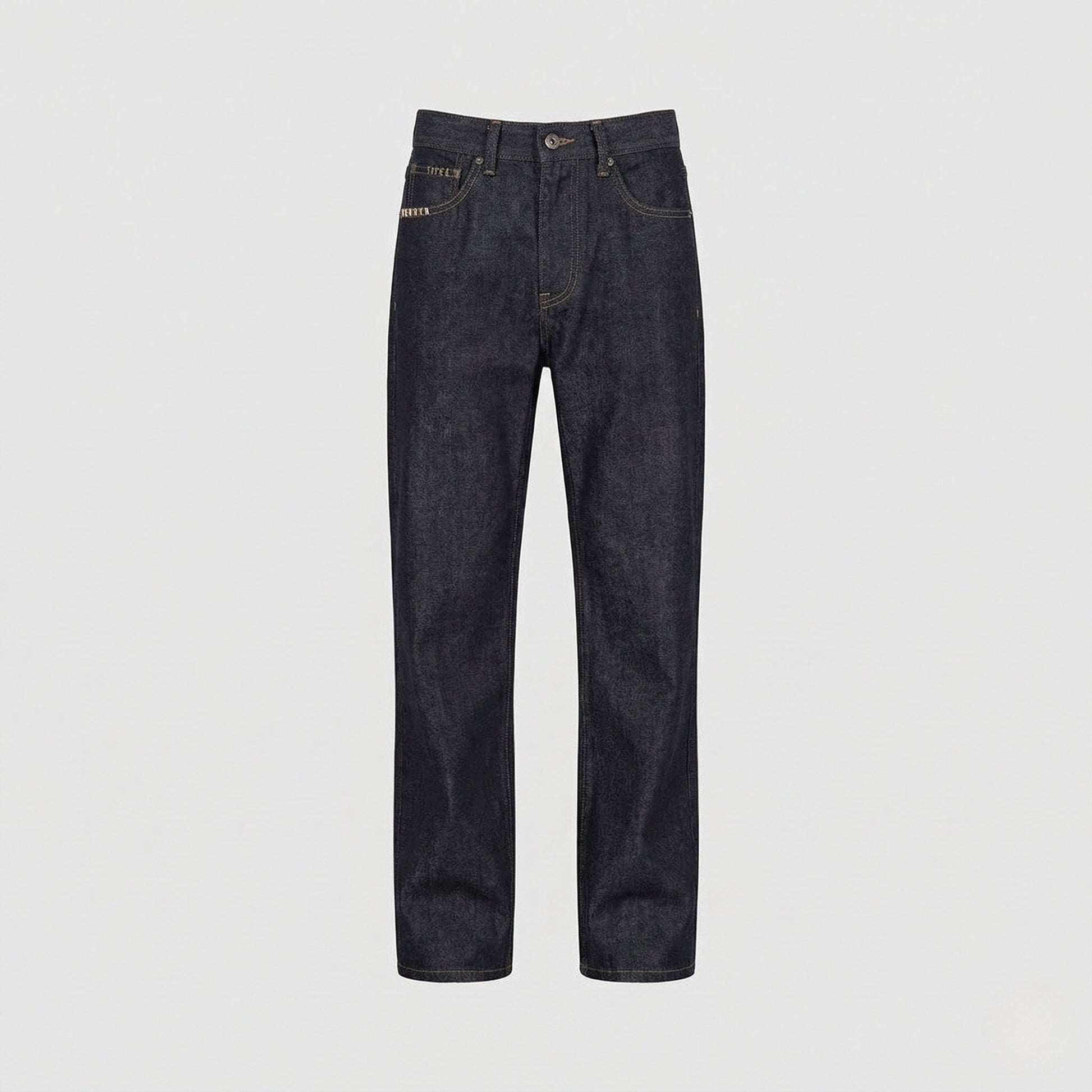 Herren High Waist Jeans Raw Denim Relaxed Fit - Norvielle