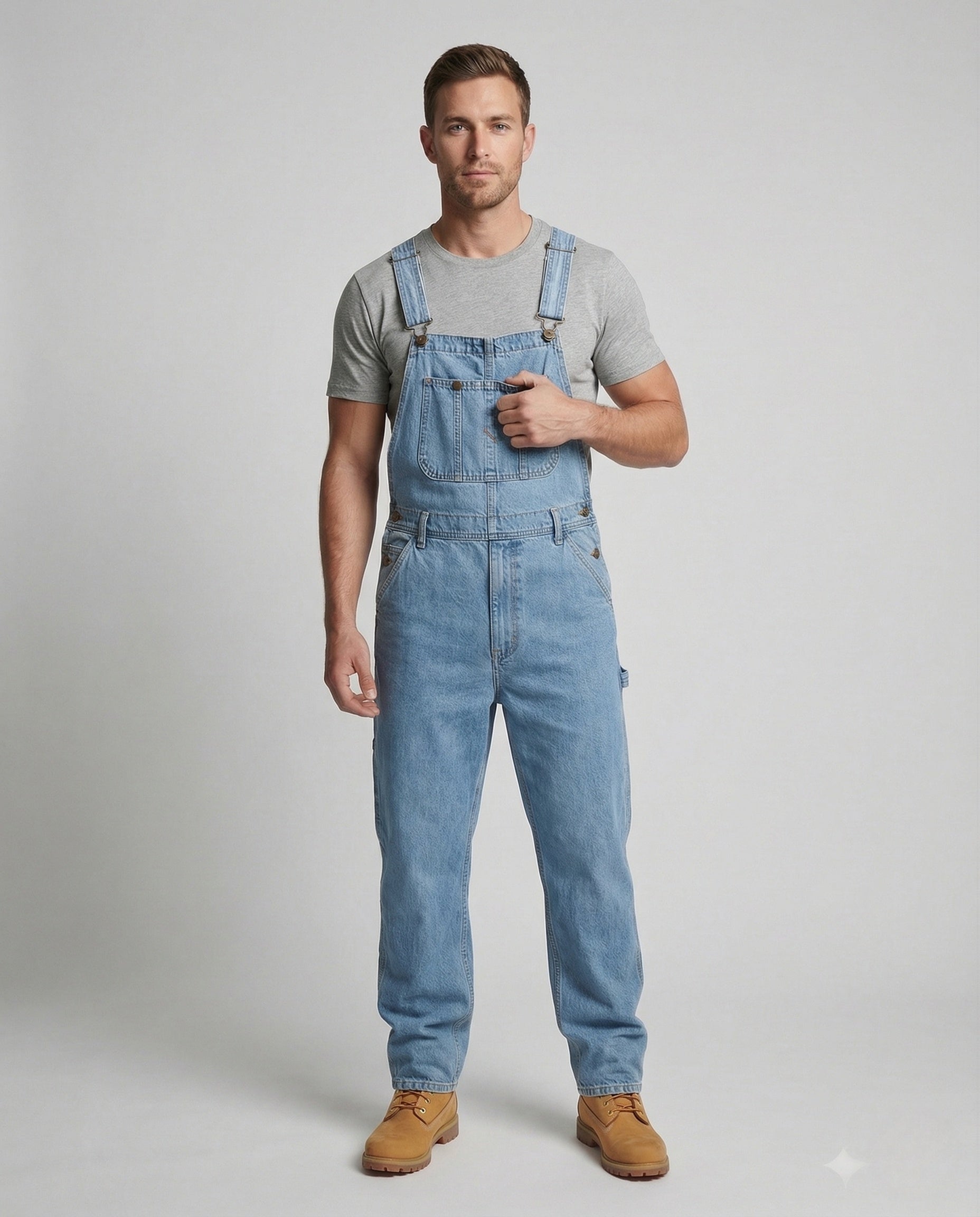 Herren Latzhose Jeans Mehrfachtaschen Dunkelblau - Norvielle